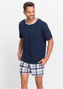 Shortama (2-dlg.) - blauw - maat 64/66 (3XL) - met katoen - bonprix