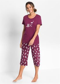 Capri pyjama met korte mouwen (2-dlg.) - paars - maat 48/50 (XL) - 100% katoen - bonprix