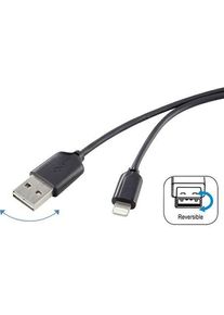 1 Meter Renkforce RF4048395 Anschlusskabel Ladekabel Apple iPad iPhone iPod USB 2.0 Stecker A Apple Lightning-Stecker schwarz