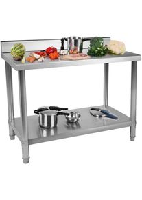 ROYAL CATERING Table De Travail En Acier Inox Dosseret 100X60X85Cm Table De Cuisine 90kg