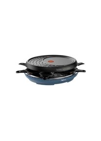 Appareil a Raclette Tefal 3en1, Colormania , Grill et Crepes, 8 coupelles, Revetement antiadhésif, Bleu acier RE310401