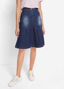 Jeansrock mit Biesen und Bequembund A-Linie, blau, Größe 42, mit Baumwolle, bonprix