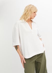 Bluse aus kühlendem Leinen-Viskose-Mix - weiß - Größe 40 - Leinen,Viskose- bonprix