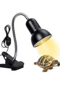 Lampe chauffante Tortue, 2 Ampoules UVA UVB 25W Lampe chauffante pour reptiles avec support Lampe Terrarium avec pince pivotante à 360 °Éclairage des