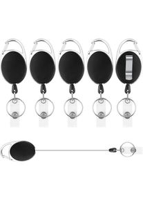 6 pièces Porte Clef Retractable Mousqueton,cordon rétractable Avec Enrouleur de Ceinture,60cm Porte-clés Rétractable Renforcé,Rétractable Clip