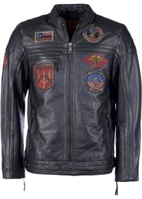 Top Gun Racing, leather jacket , color: Black/Black , size: XL