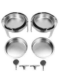 Lot de 2 réchauds ronds en acier inoxydable, pour Buffet de restauration, pour Banquet - Eosnow