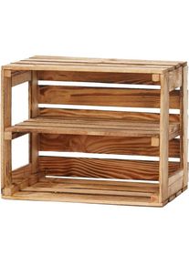 GRANDBOX - Caisse en bois flammé 50x40x30 cm avec étagère Vintage Retro:Lot de 1