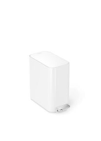 simplehuman 5L schlanker Pedaleimer, weißer Edelstahl