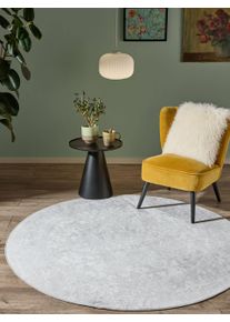 benuta Nest Vaskbart tæppe Miray Grå ø 160 cm rundt Kunstfiber Vintage