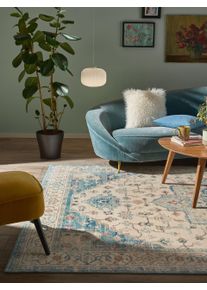 benuta Nest Tapis Vintage lavable Miray Multicouleur/Bleu 160x230 cm - Tapis poil ras / effet usé