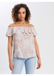 Cross Jeans Blouse grijs/lichtroze - 75% | Maat: M |