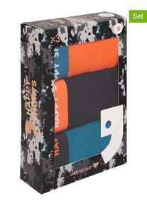 Happy Shorts 3-delige set: boxershorts oranje/zwart/turquoise - 53% |