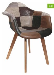 Ethnical Life 2-delige set: fauteuils bruin/grijs - (B)62 x (H)84 x