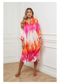 Plus Size Company Jurk roze/oranje/wit - 79% | Maat: 38 |