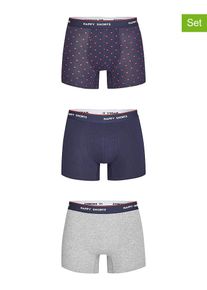 Happy Shorts 3-delige set: boxershorts donkerblauw/grijs - 64% |