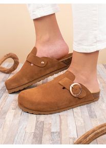 BABUNKERS Family Leren clogs lichtbruin - 58% | Maat: 42 |