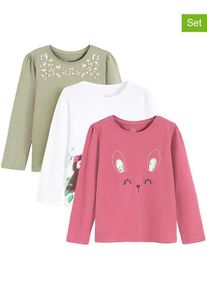 COOL CLUB 3-delige set: longsleeves wit/groen/roze - 45% | Maat: 116