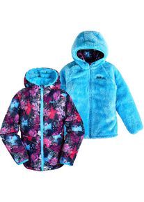 Peek U Omkeerbare doorgestikte jas "Meadow" donkerblauw/turquoise -