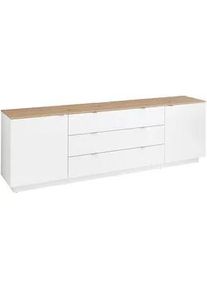 Mid.you Sideboard , Weiß, Eiche Artisan , Holzwerkstoff , 3 Fächer , 3 Schubladen , 240x77x44 cm , Kleinmöbel, Kommoden, Sideboards