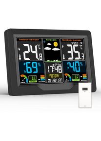 Station Meteo Interieur Exterieur sans Fil avec Capteur Extérieur, Station Météo Écran LCD Couleur Numérique, Thermomètre Hygromètre, PréVision de la