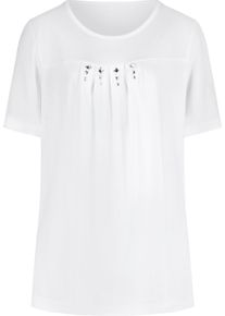 Damen Kurzarmshirt mit Ziersteinchen, reine Viskose wei&szlig; Gr&ouml;&szlig;e 56