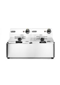 ich-zapfe Friteuse - 2 x 6 l, Edelstahl mit 2 x 3300W Heizelementen und Kaltzone