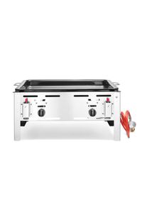 ich-zapfe Bakplaat gas, Gastro grill - Maxi, met geëmailleerde koekenpan, 590x480 mm, elektronische ontsteking, gasslang en drukregelaar