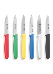 ich-zapfe Küchenmesser Set, Schälmesser - Set, 6 Farben, Walzstahlklinge mit Polypropylen-Griff, 75/175 mm