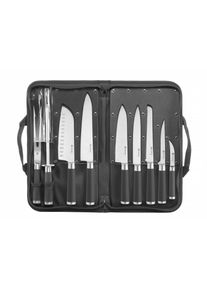 ich-zapfe Küchenmesser Set, Messerset - 10-teilig, inkl. Schälmesser, Ausbeinmesser, Brotmesser, Santoku-Messer und Schärfer