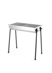 ich-zapfe Holzkohlengrill - aus Edelstahl, 2 Roste 345x345 mm, Ascheauffangbehälter, Abnehmbare Füße