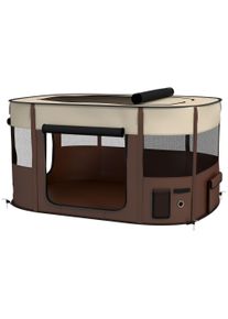 PawHut Foldable Dog Pen with Storage Bag for Indoor/Outdoor Use, Brown | Aosom Ireland