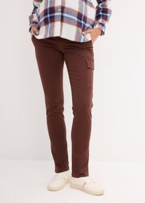 Pantaloni prémaman con cotone biologico straight, Marrone, Taglia 46, bonprix