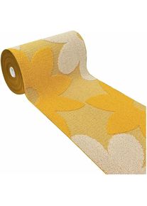 Tapis de Cuisine Au Mètre H57 Coureur Bordé Fleurs 3D Bordé Moderne Antidérapant - Jaune