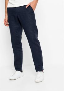 bonprix Spodnie lniane Regular Fit Straight z wygodnym paskiem, niebieski, 60