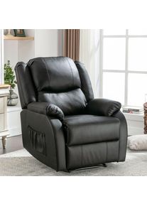 Autres Fauteuils Fauteuil Relax simple. Fauteuil tv pour Salon. Chaise Longue en Cuir pu avec Repose-Pieds. Noir xxl