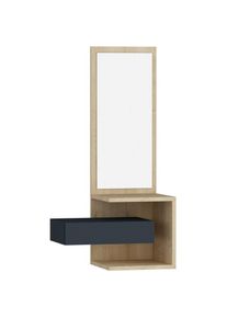 Meuble d'entrée murale avec miroir Syracuse L49,1xH90cm Bois Chêne clair et Anthracite