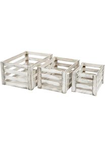 Jamais utilisé] Set de 3 boîtes en bois HHG 804, blanc shabby