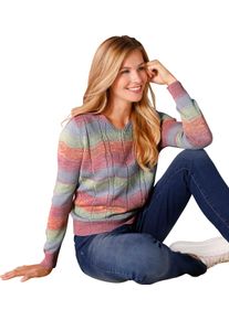 Damen V-Ausschnitt-Pullover mit Farbverlauf flamingo-flieder-gemustert Gr&ouml;&szlig;e 44