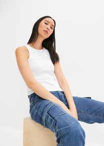 Geribde tanktop van biologisch katoen - wit - maat 56/58 (3XL) - met katoen - bonprix