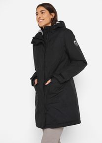 Outdoor parka met teddy fleece en capuchon waterdicht - zwart - maat 52 - fleece - bonprix