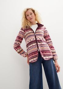 Fleece vest met capuchon en Noors patroon - wit - maat 40/42 (M) - fleece - bonprix
