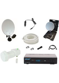 Ankaro ANK CAMP 4 Campingset Sat-Antenne mit HD-Receiver Easyfind Single LNC Camping Wohnwagen