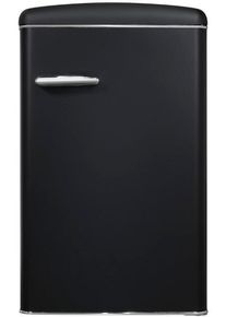 Exquisit RKS120-V-H-160E Stand Retro Vollraumkkühlschrank, 54,5 cm breit, 122 L, Gemüseschublade, Temperatureinstellung, mattschwarz
