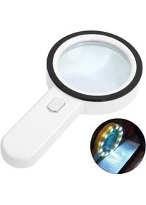 Jalleria - Loupe de Lecture éclairée, Loupe 30X avec 12 led Lumière, Loupe Grossissante à Main, Loupe Eclairante pour Lecture, Bijoux, Seniors,