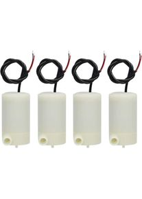 Jalleria - 4 pcs/Ensemble Mini Micro Pompe à Eau Submersible 3V -5V 1.2-1.6L / Min 0.3-0.7 Mètres, pour Aquarium Fontaine Aquarium