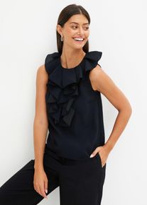 ärmellose Bluse mit Rüschen - schwarz - Größe 38 - bonprix