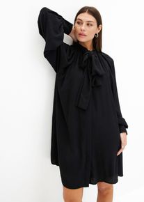 Blusenkleid mit Schluppenkragen, schwarz, Größe 42, bonprix