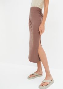 Jerseyrock mit Raffung, braun, Größe 44/46 (L), mit Baumwolle, bonprix