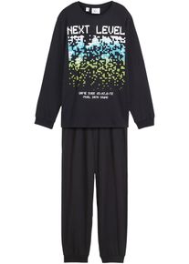 Pyjama aus reiner Baumwolle (2-tlg. Set), schwarz, Größe 176/182, mit Baumwolle, bonprix